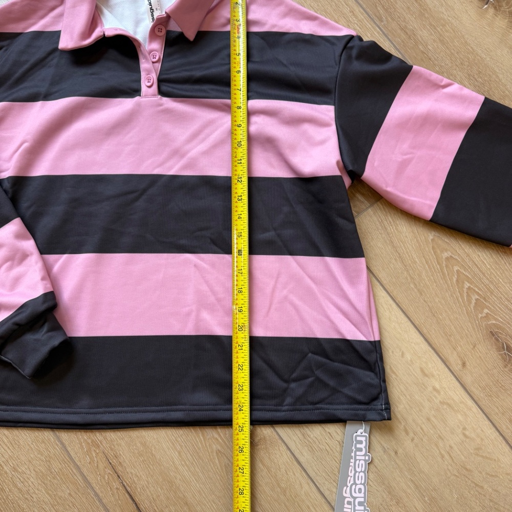MISSGUIDED Striped Rugby Collared Set with Wide Leg Pants - Picture 9 of 14